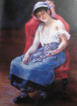 Renoir-Jeune fille au chat-1880